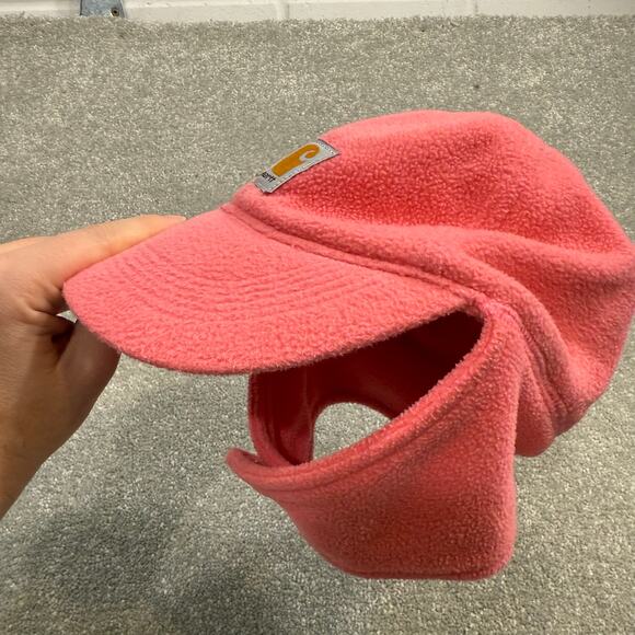 Carhartt Fleece Earflap Trapper Hat Chin Strap Pink Infant Toddler Girls Winter - Picture 9 of 11